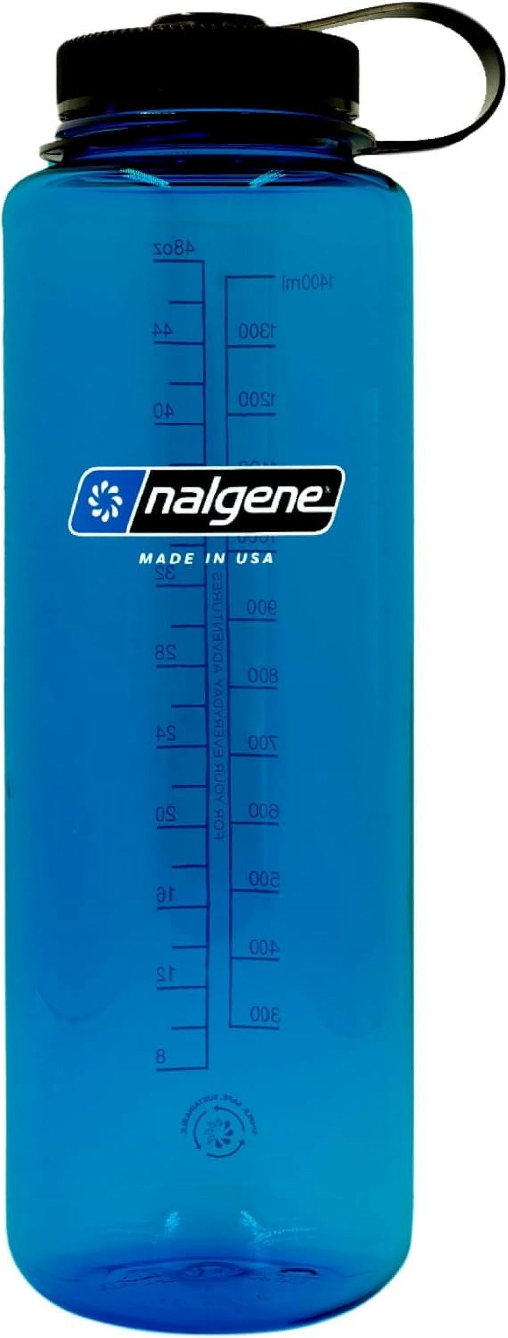 Nalgene Sustain Tritan BPA-Free Water Made with Material Derived from 50% Plastic Waste (using ISCC certified mass balance), 48 OZ, Wide Mouth, Cerulean - 29NK