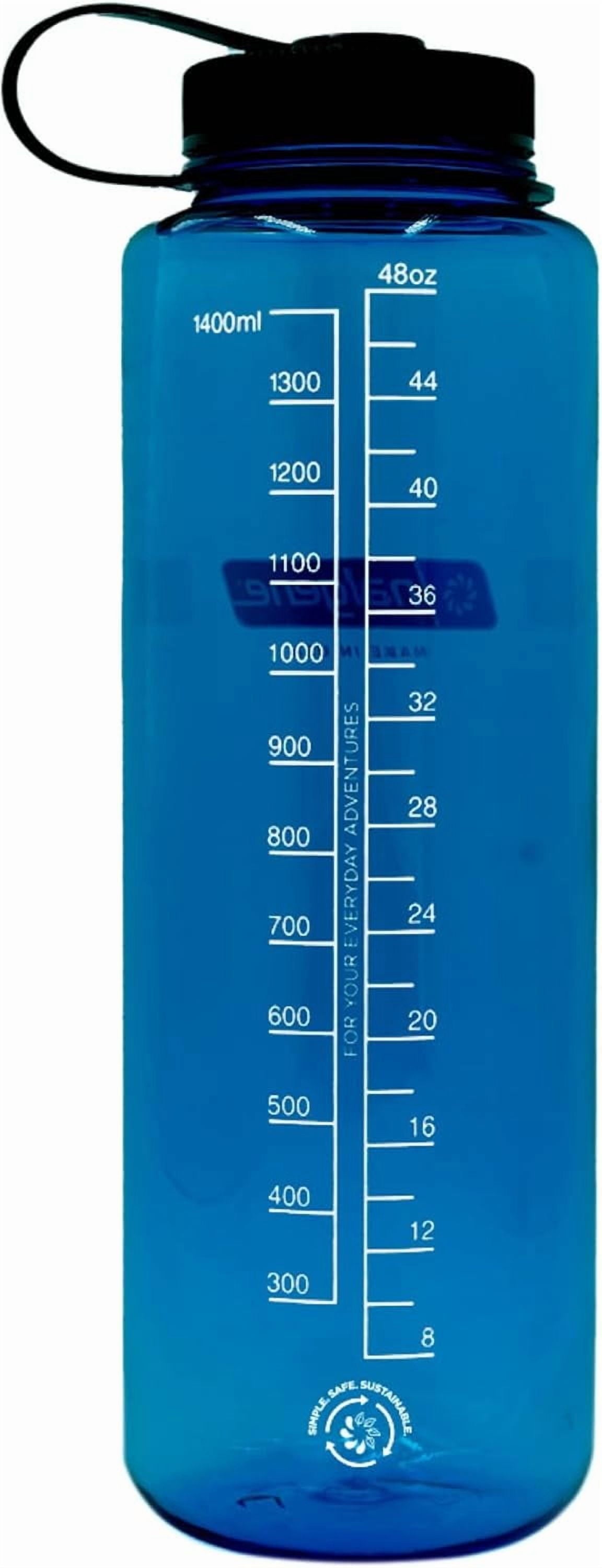Nalgene Sustain Tritan BPA-Free Water Made with Material Derived from 50% Plastic Waste (using ISCC certified mass balance), 48 OZ, Wide Mouth, Cerulean - 29NK