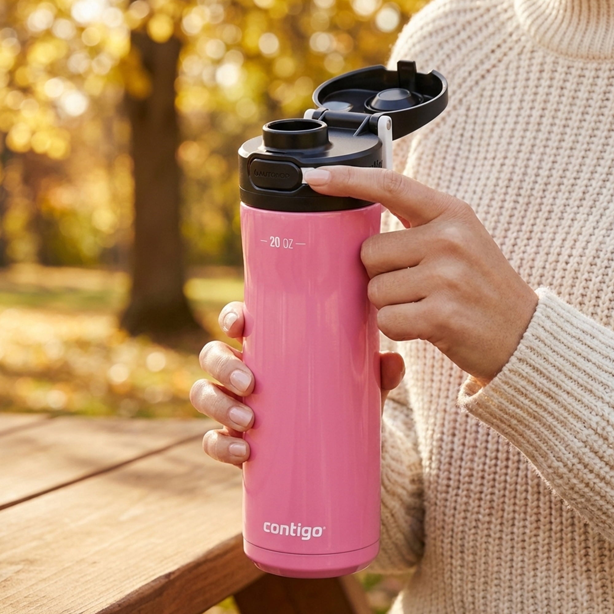 Contigo Jackson Chill 2.0 Stainless Steel Water Bottle with AUTOPOP Lid, 20 Ounces, Azalea - 4859