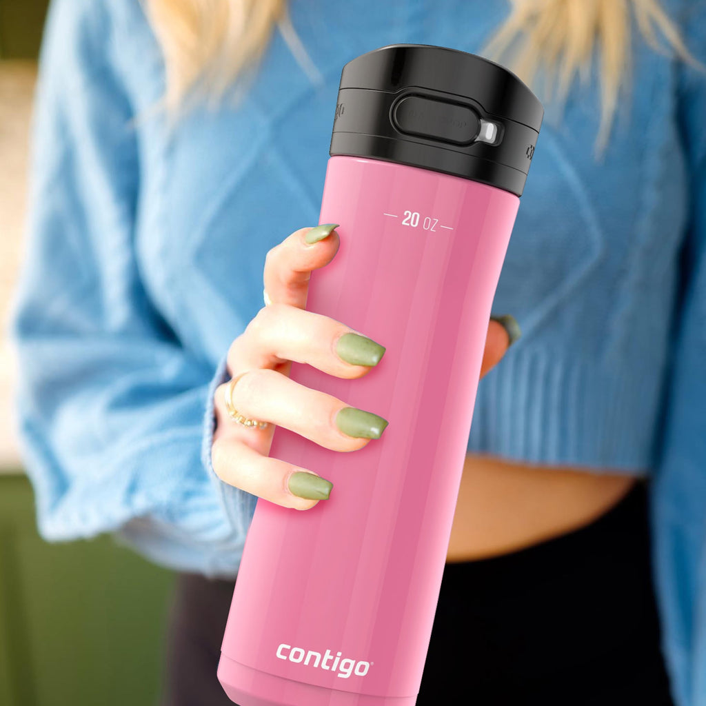 Contigo Jackson Chill 2.0 Stainless Steel Water Bottle with AUTOPOP Lid, 20 Ounces, Azalea - 4859