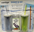 Contigo Shake &amp; Go Plastic Tumblers - Set of 3 (Green Navy &amp; Clear) - EJUH