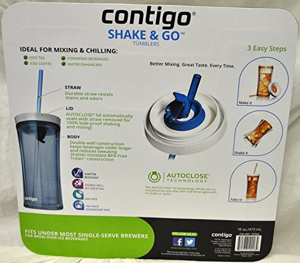 Contigo Shake &amp; Go Plastic Tumblers - Set of 3 (Green Navy &amp; Clear) - EJUH