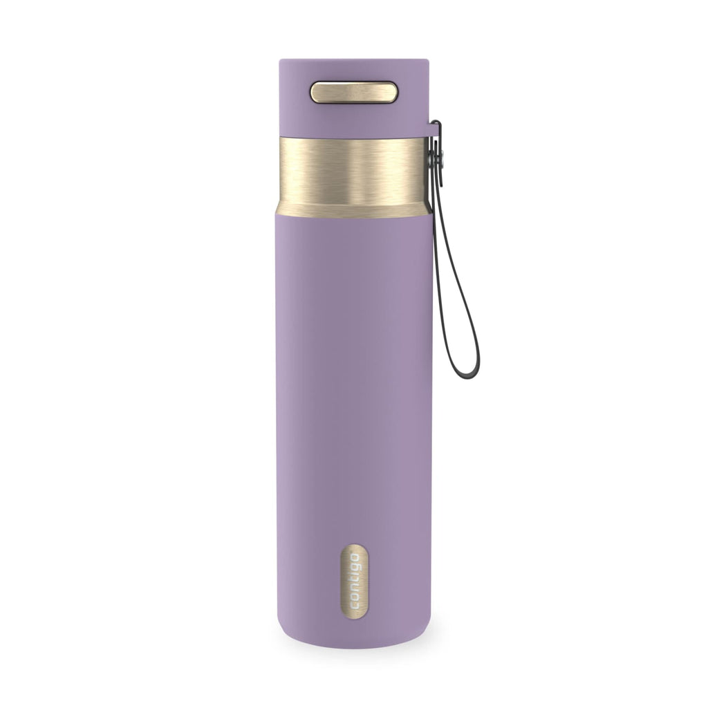 Contigo AutoSeal Leakproof Stainless Steel Reusable Water Bottle Tumbler with Carrying Strap, Cream/Champagne, 24 oz - JV89