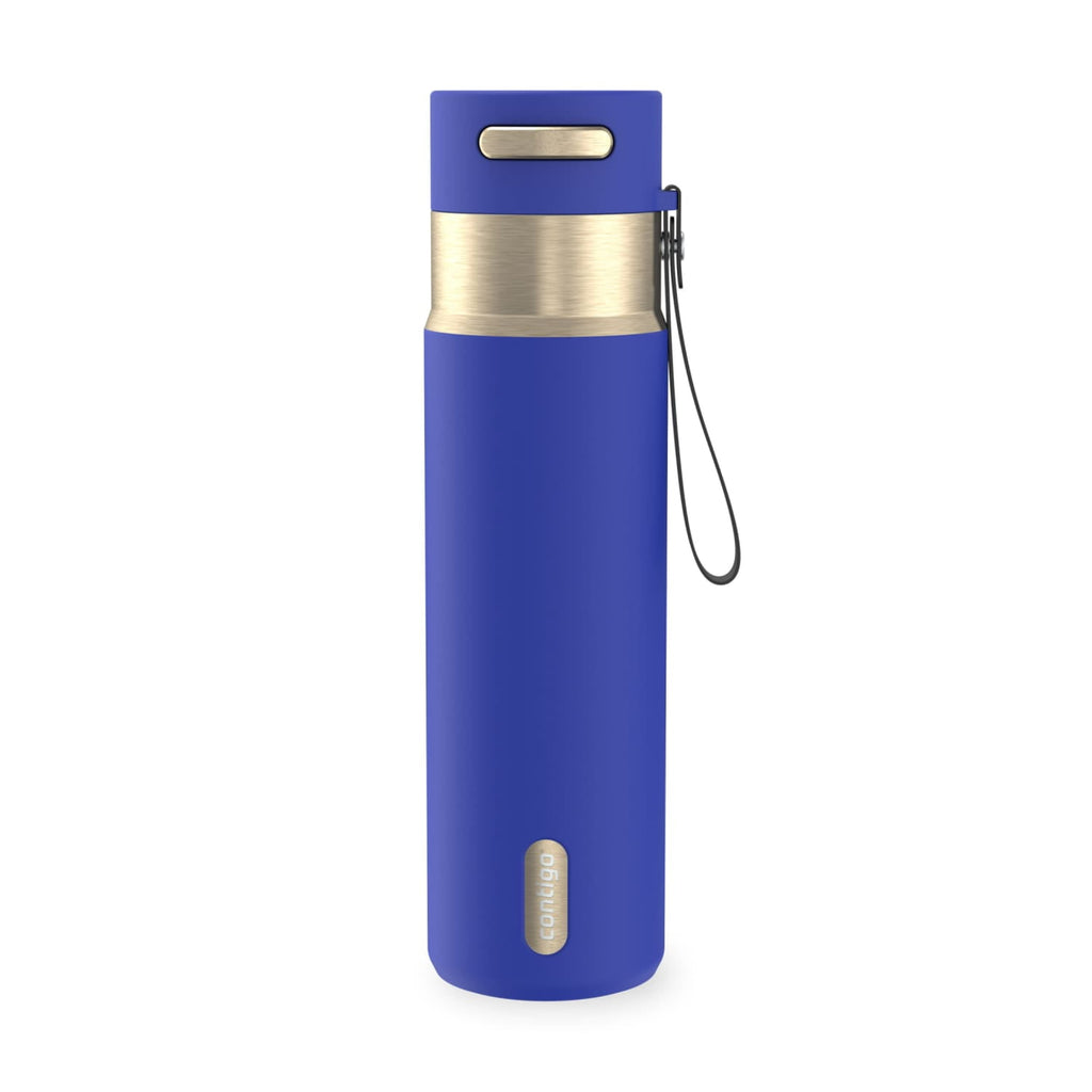Contigo AutoSeal Leakproof Stainless Steel Reusable Water Bottle Tumbler with Carrying Strap, Cream/Champagne, 24 oz - JV89