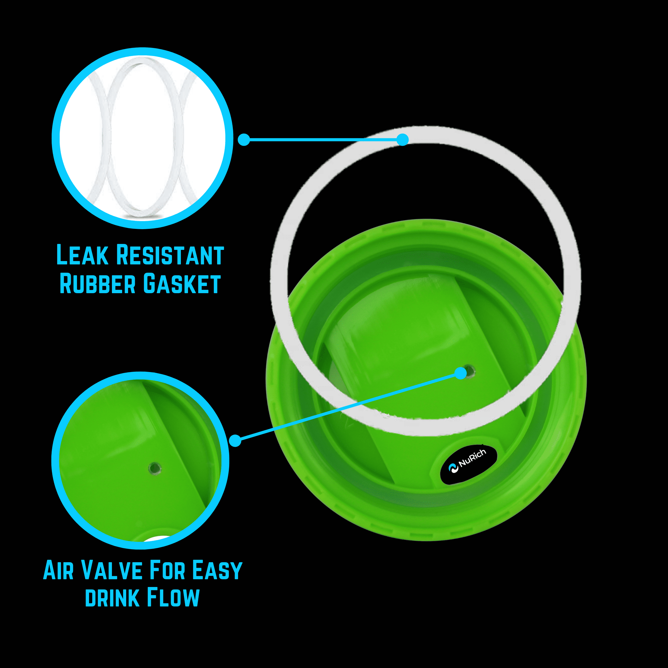 NuRich Hydro Wide Mouth Flip and Sip Replacement Coffee Lid or Cap Accessories Compatible with Hydroflask, Nalgene, and Many More Top Water Bottle Brands Sizes 12 16 18 20 32 40 64 Ounce - H913