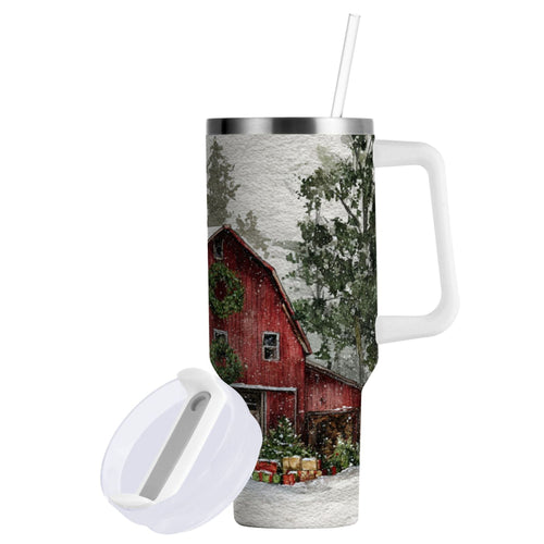 30 oz Insulated Stainless Steel Tumbler Double Wall Stainless Steel Tumbler with 2-Way Drinking Old Red Barn - PS56