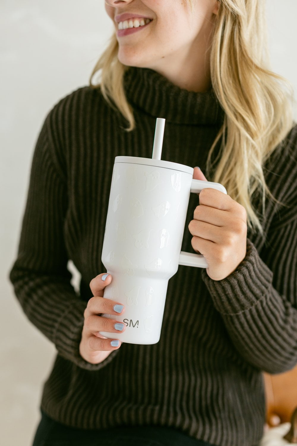 Simple Modern 30 fl oz Insulated Stainless Steel Trek Tumbler with Straw Lid | Seaglass Sage and Cream Checkmate - B21Q