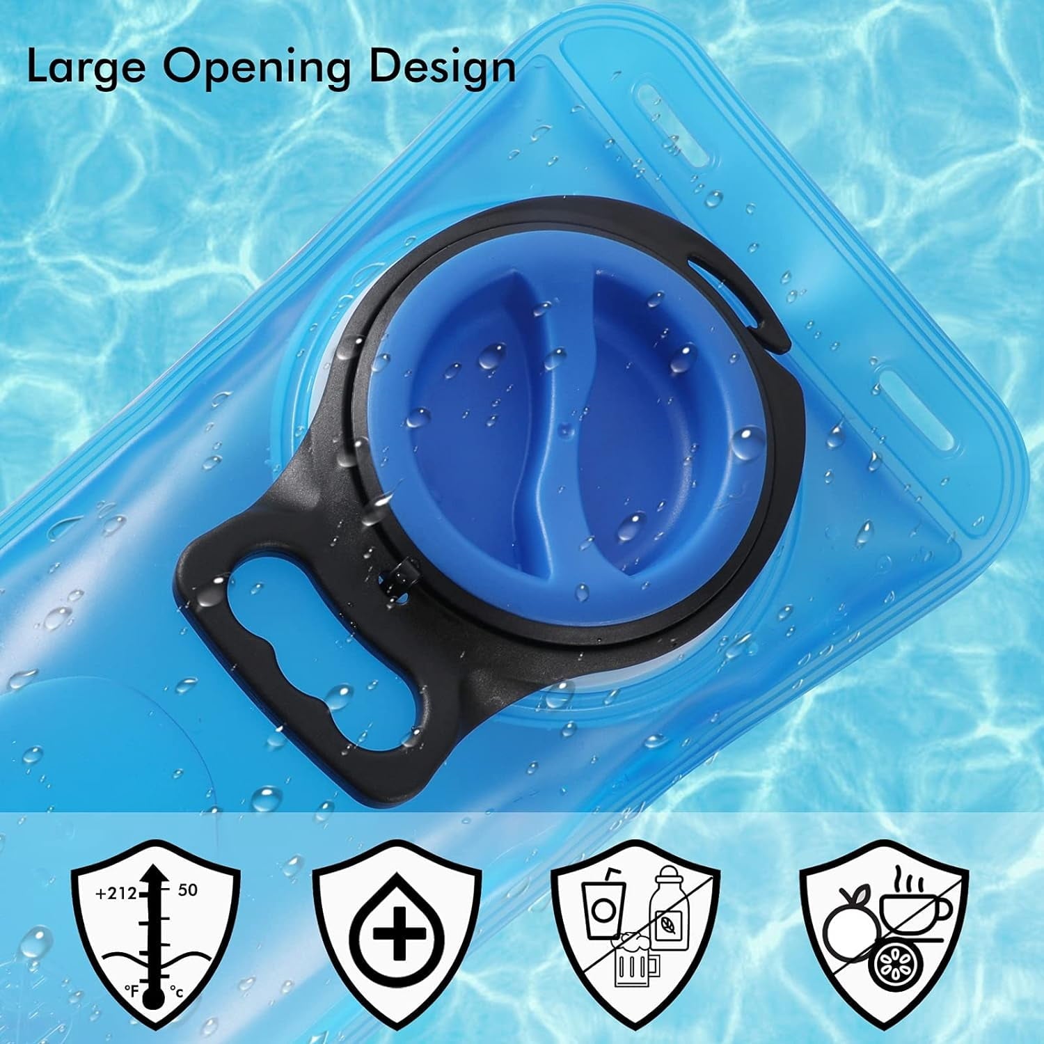 TAGVO Hydration Bladder 2 Liter BPA Free 70oz + Cleaning Brushes Kit, Leakproof Water Bladder Travel Reservoir Hydration Bag, Easy Cleaning by 3 Brushes and Air Drying by Collapsible Frame - T8A9