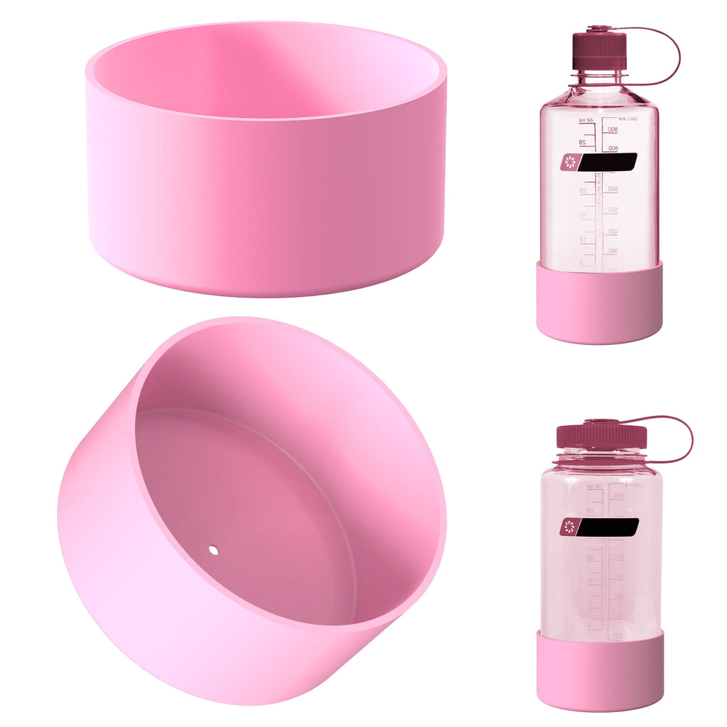 Linkidea 2 Pack Water Bottle Boot Compatible with Nalgene Sustain Wide Mouth 32oz/48oz, Narrow Mouth 32oz, Silicone Anti-Slip Bottle Bottom Bumper Protector (Light Pink) - WMKB