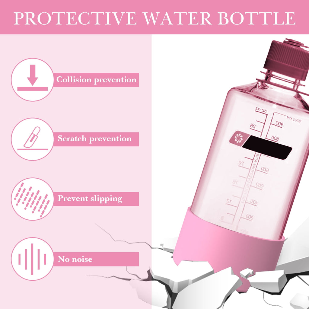 Linkidea 2 Pack Water Bottle Boot Compatible with Nalgene Sustain Wide Mouth 32oz/48oz, Narrow Mouth 32oz, Silicone Anti-Slip Bottle Bottom Bumper Protector (Light Pink) - WMKB