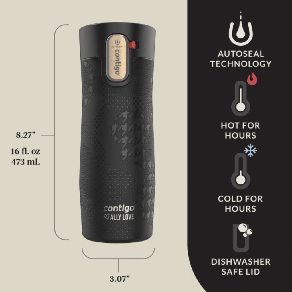 Contigo x Ally Love Autoseal West Loop Vacuum-Insulated Stainless Steel Travel Mug with Easy-Clean Lid, 16 oz, Stellar Jay - O4N3