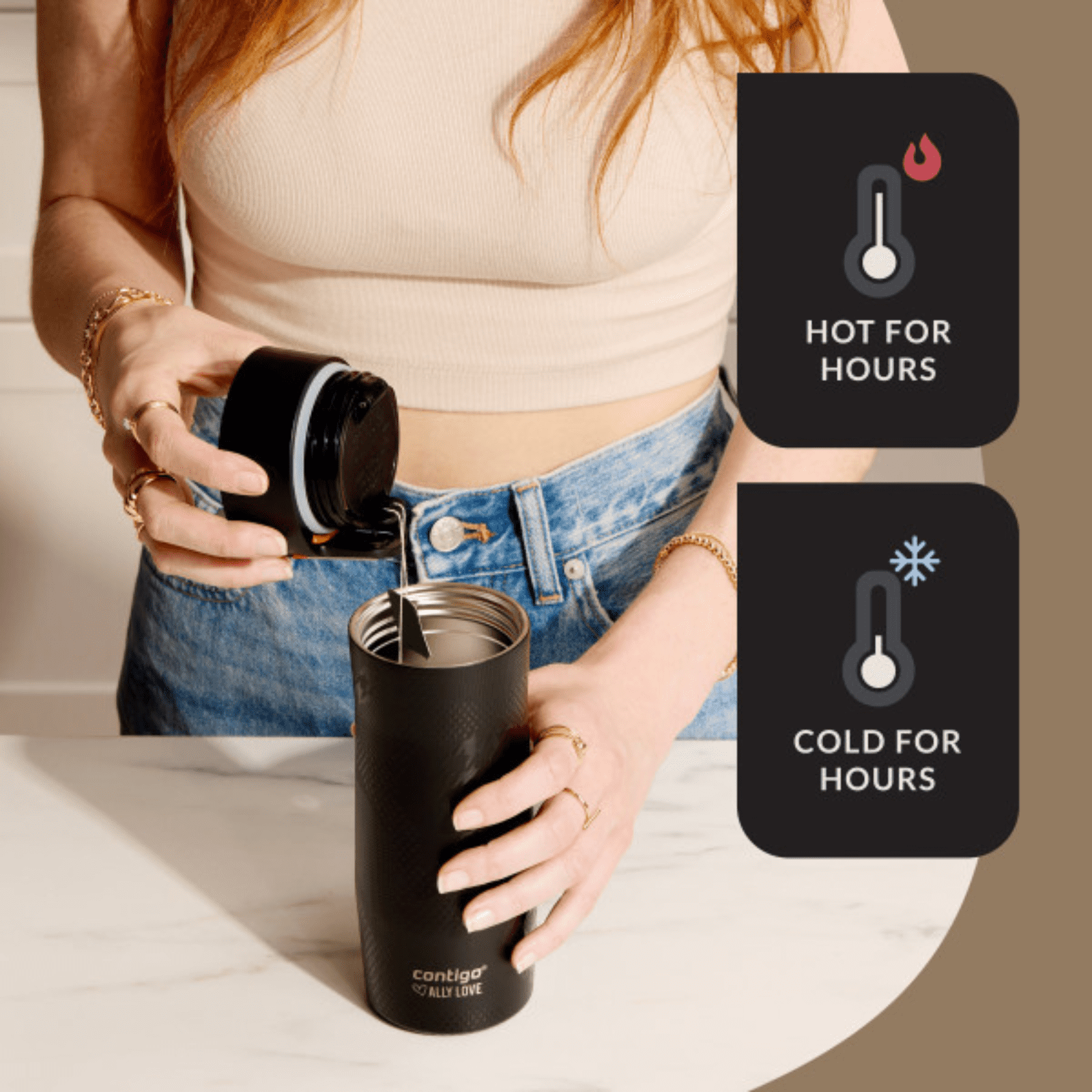 Contigo x Ally Love Autoseal West Loop Vacuum-Insulated Stainless Steel Travel Mug with Easy-Clean Lid, 16 oz, Stellar Jay - O4N3