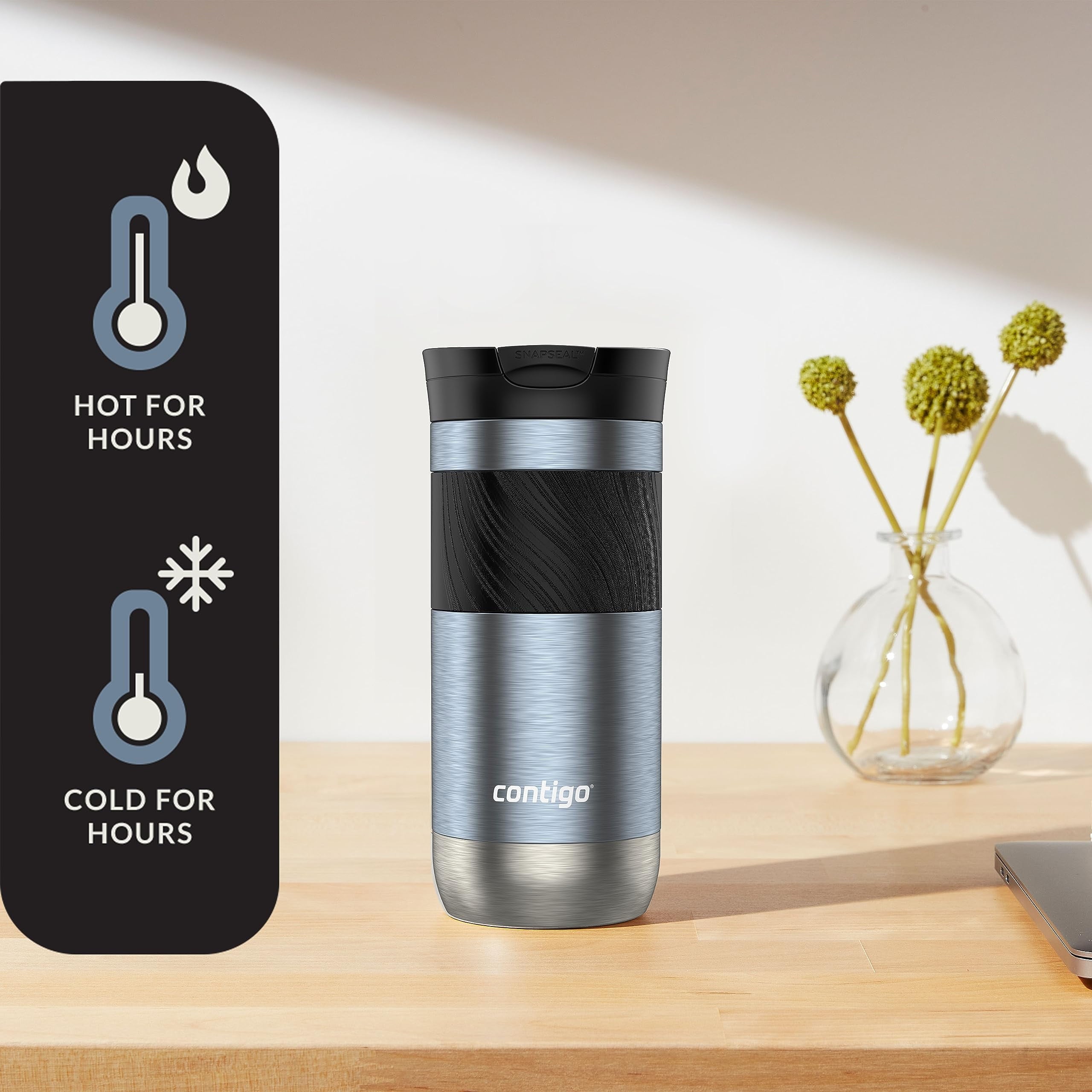 Contigo Byron 2.0 Stainless Steel Travel Mug with SNAPSEAL Lid and Grip, 16oz. - 9DNR