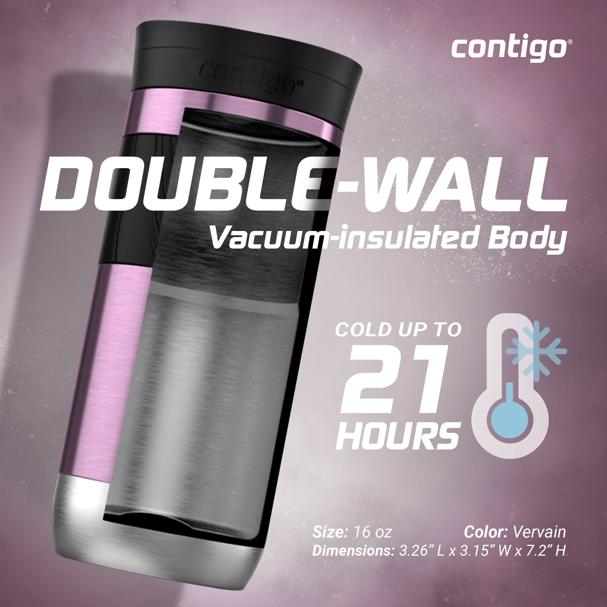 Contigo Byron 2.0 Stainless Steel Travel Mug with SNAPSEAL Lid and Grip, 16oz. - 9DNR