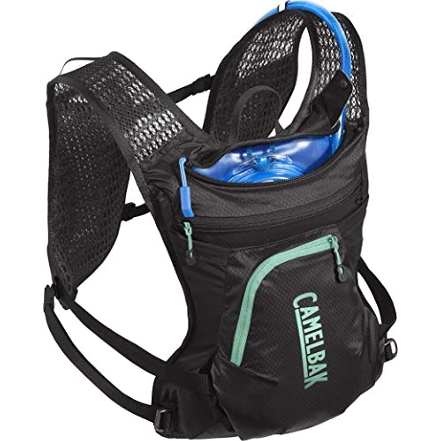 CamelBak Women's Chase Bike Vest 50oz - Hydration Vest - Easy Access Pockets, Black/Mint - 78PK