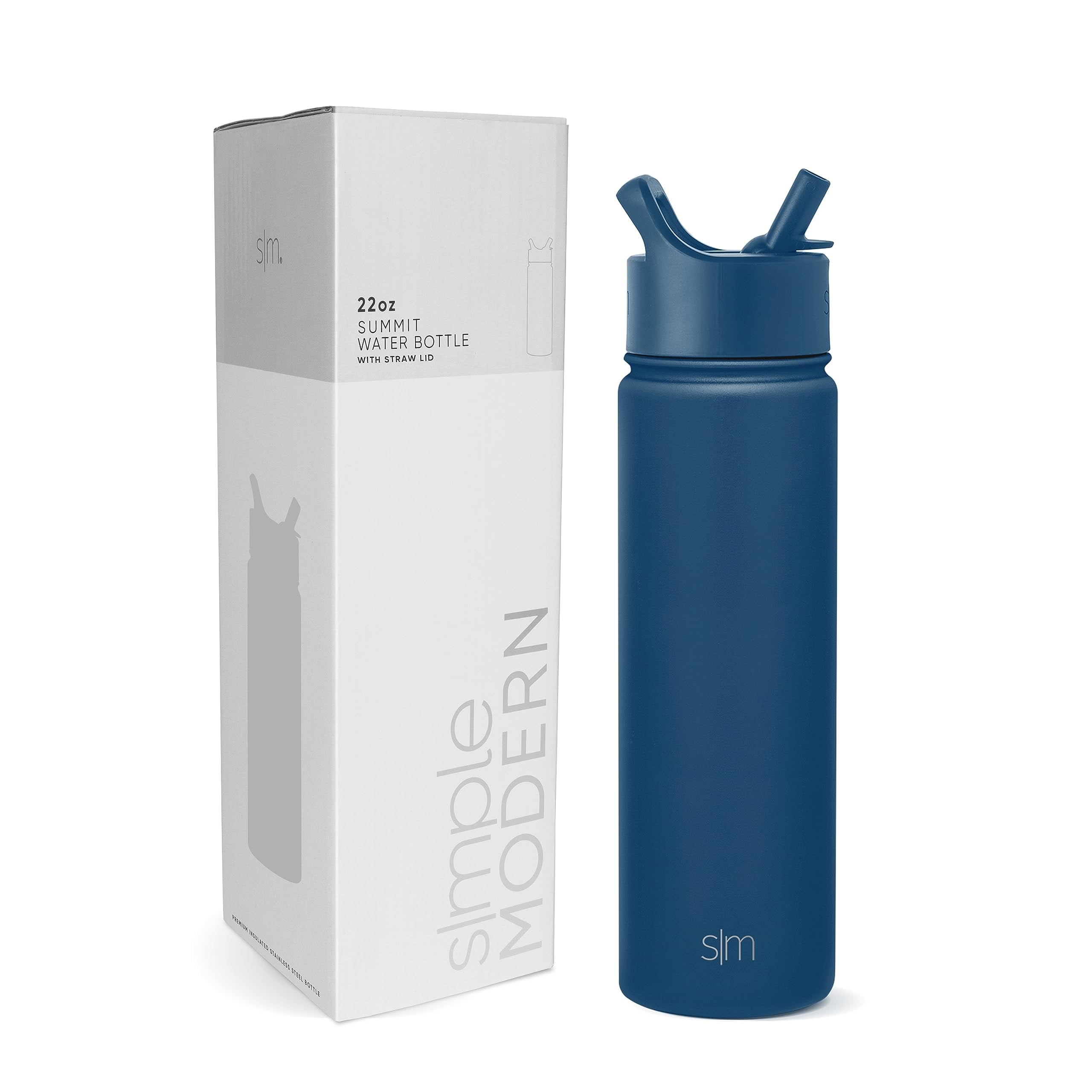 Simple Modern Water Bottle with Straw Lid Vacuum Insulated Stainless Steel Metal Thermos Bottles | Reusable Leak Proof BPA-Free Flask for School | Summit Collection | 22oz, Slumberland - W28V