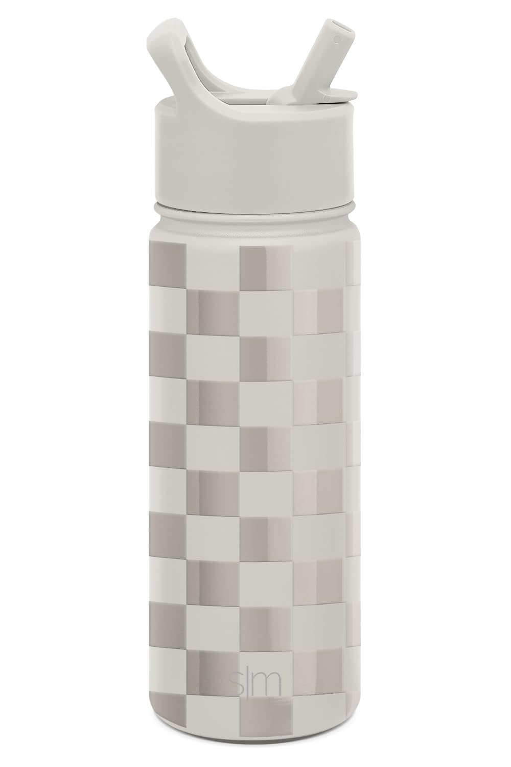 Simple Modern Kids Water Bottle with Straw Lid Vacuum Insulated Stainless Steel Metal Thermos Bottles | Reusable Leak Proof BPA-Free Flask for School | Summit Collection | 18oz, Checkmate - 5AF8