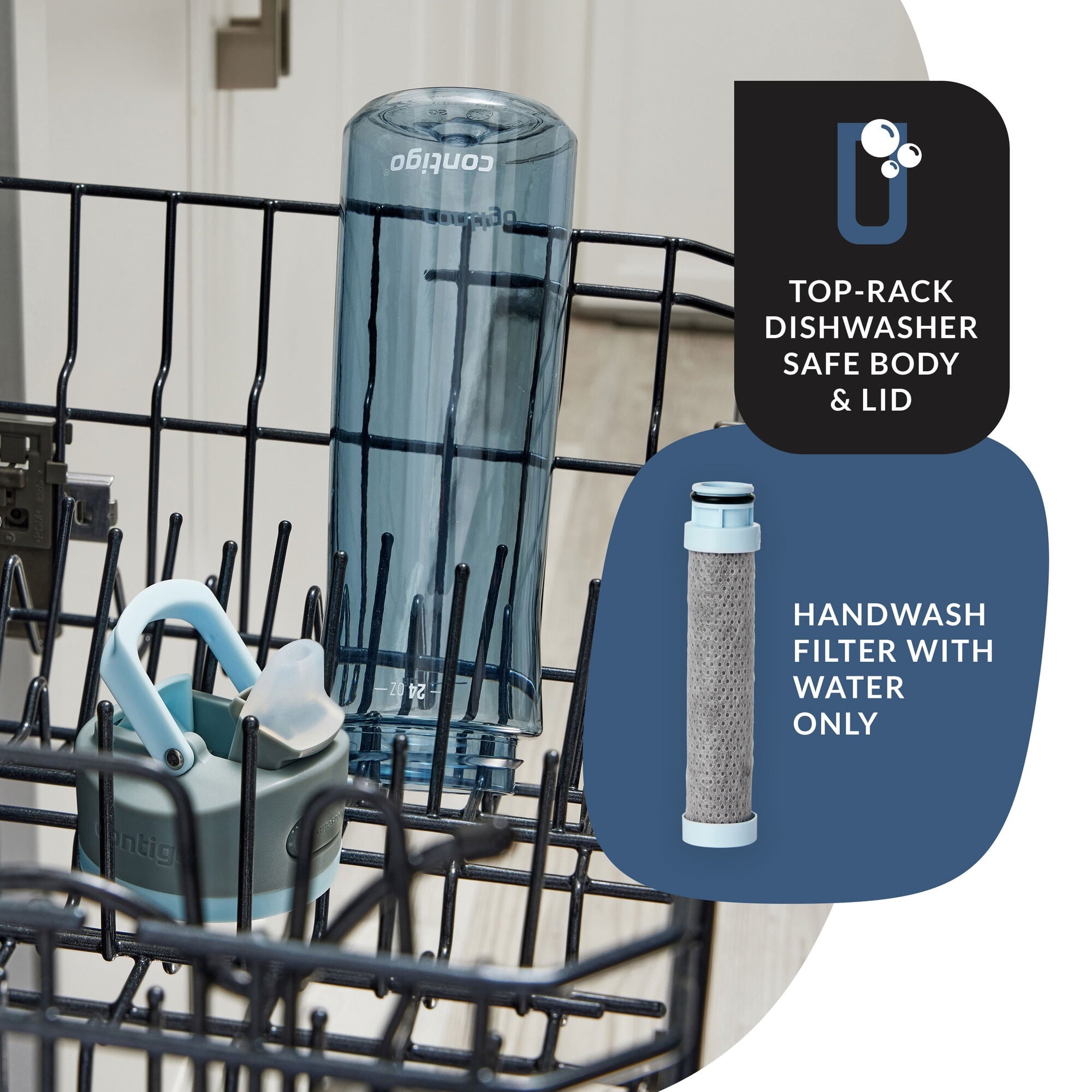 Contigo® Wells Plastic Filter Water Bottle with AUTOSPOUT® Straw Lid, 24 Oz., Dark Ice - Z343