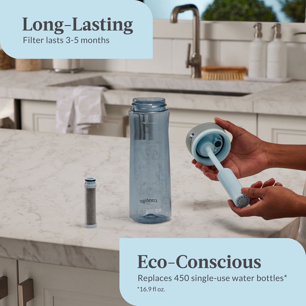 Contigo® Wells Plastic Filter Water Bottle with AUTOSPOUT® Straw Lid, 24 Oz., Dark Ice - Z343