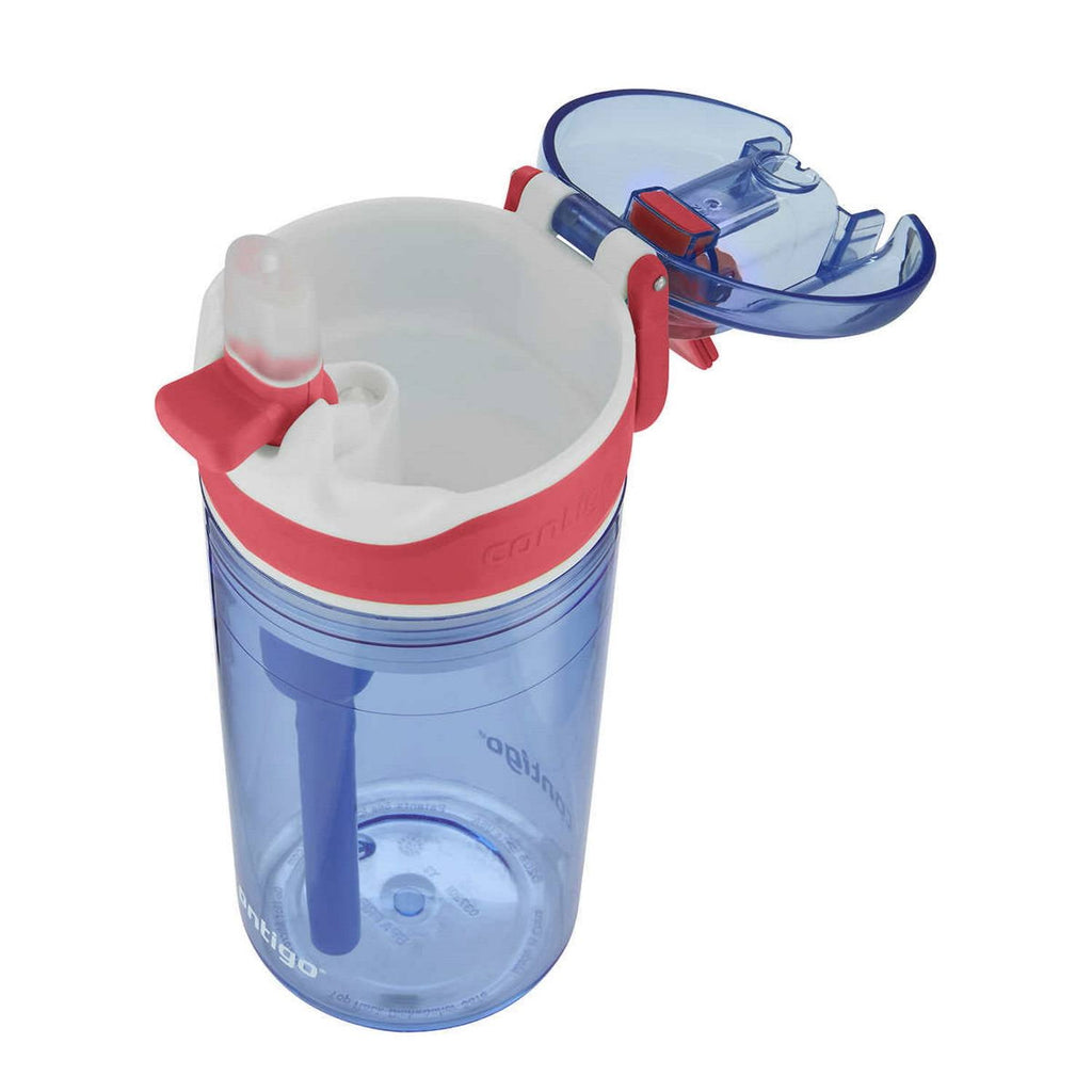 Contigo Kids 2-in-1 Snack Hero Tumbler Featuring 4oz Snack Holder Stacked on Top of 13oz Water Bottle - BPA Free, Durable Tritan w/Flexible Carry Handle &amp; Spill-Proof Valve, Purple &amp; Pink – 2 Pack - O2LB