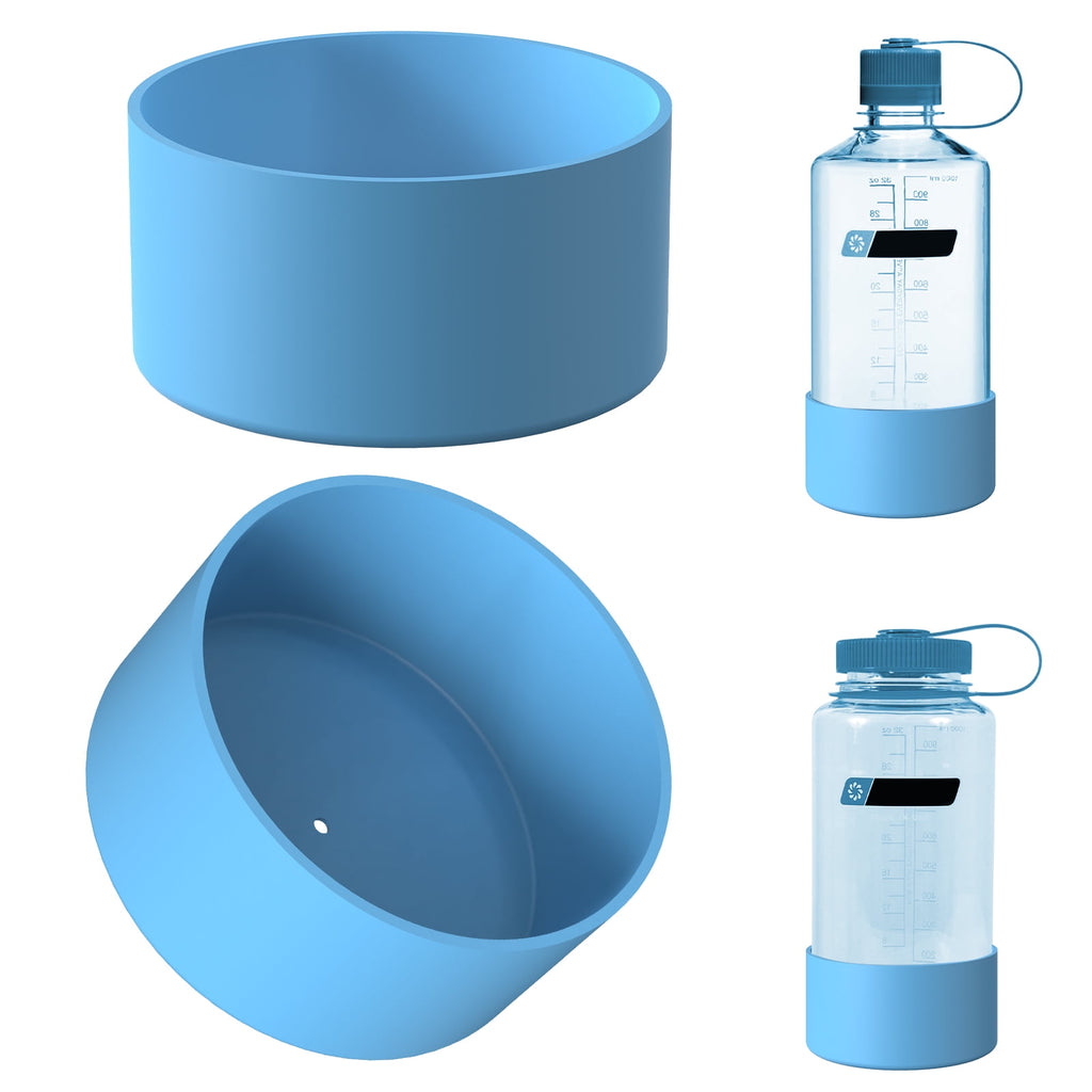 Linkidea 2 Pack Water Bottle Boot Compatible with Nalgene Sustain Wide Mouth 32oz/48oz, Narrow Mouth 32oz, Silicone Anti-Slip Bottle Bottom Bumper Protector (Blue) - FTB8
