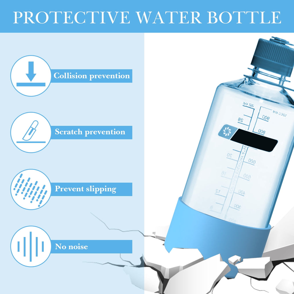 Linkidea 2 Pack Water Bottle Boot Compatible with Nalgene Sustain Wide Mouth 32oz/48oz, Narrow Mouth 32oz, Silicone Anti-Slip Bottle Bottom Bumper Protector (Blue) - FTB8