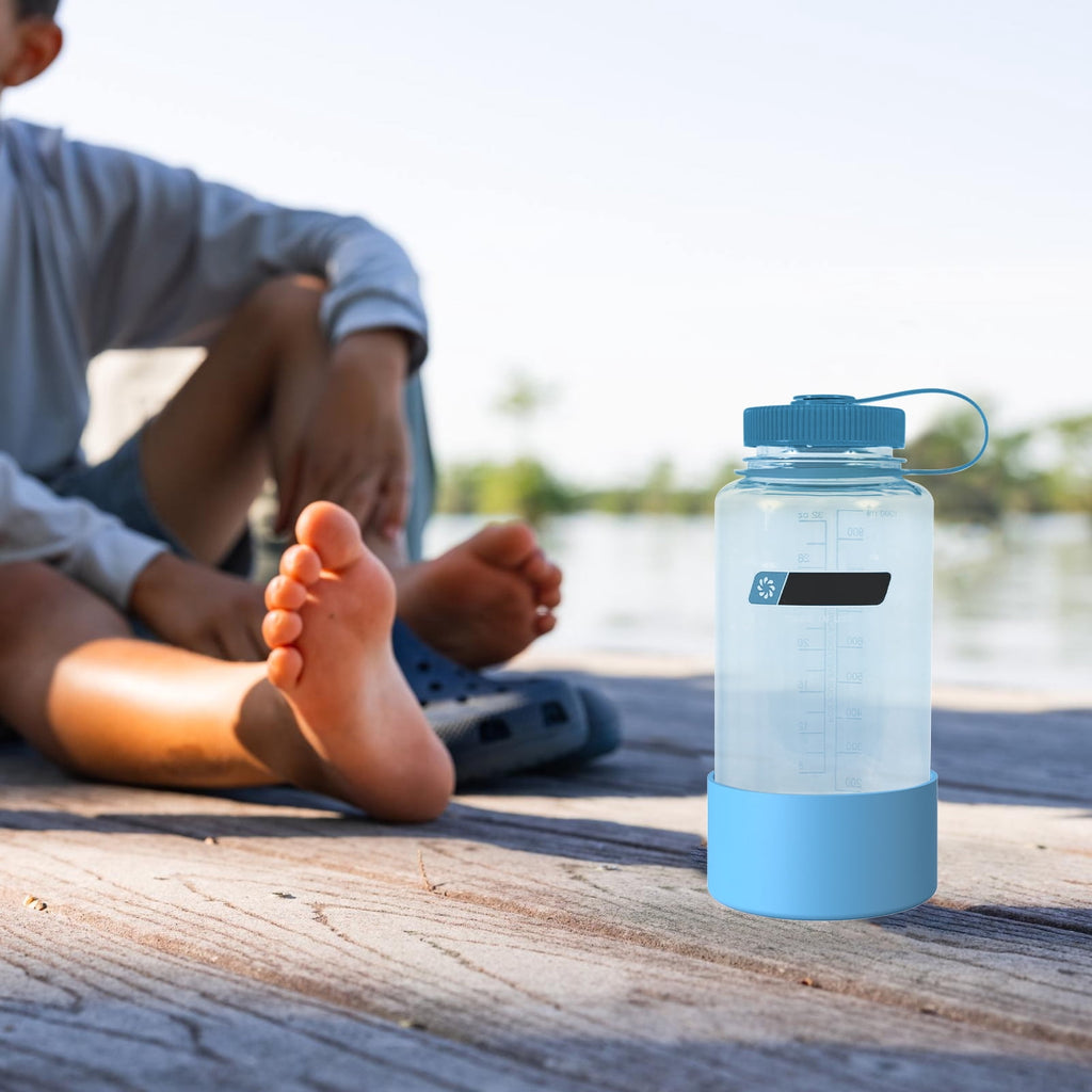 Linkidea 2 Pack Water Bottle Boot Compatible with Nalgene Sustain Wide Mouth 32oz/48oz, Narrow Mouth 32oz, Silicone Anti-Slip Bottle Bottom Bumper Protector (Blue) - FTB8