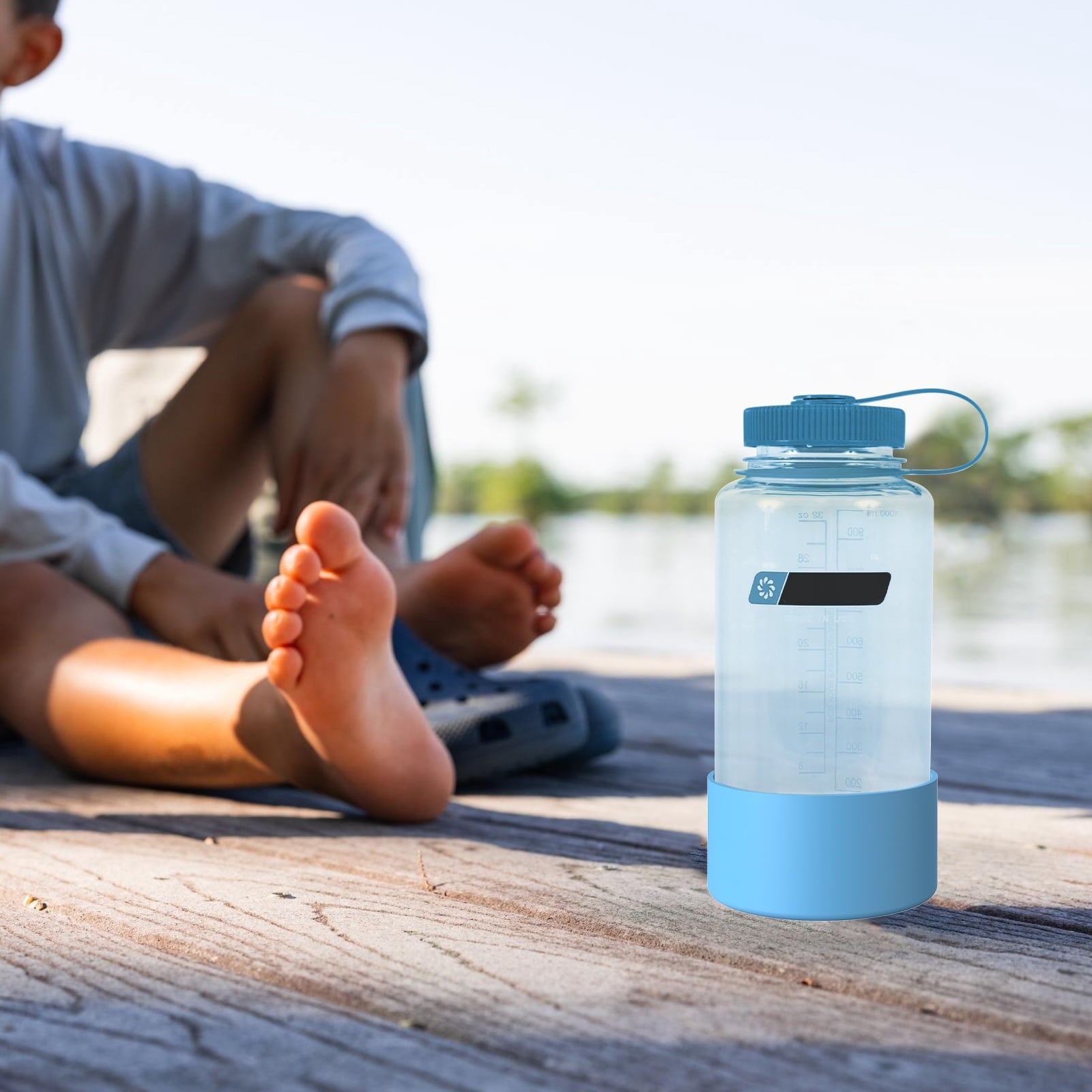 Linkidea 2 Pack Water Bottle Boot Compatible with Nalgene Sustain Wide Mouth 32oz/48oz, Narrow Mouth 32oz, Silicone Anti-Slip Bottle Bottom Bumper Protector (Blue) - FTB8