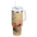 30 oz Insulated Stainless Steel Tumbler Double Wall Stainless Steel Tumbler with 2-Way Drinking Beautiful Floral Bouquet - W8UX
