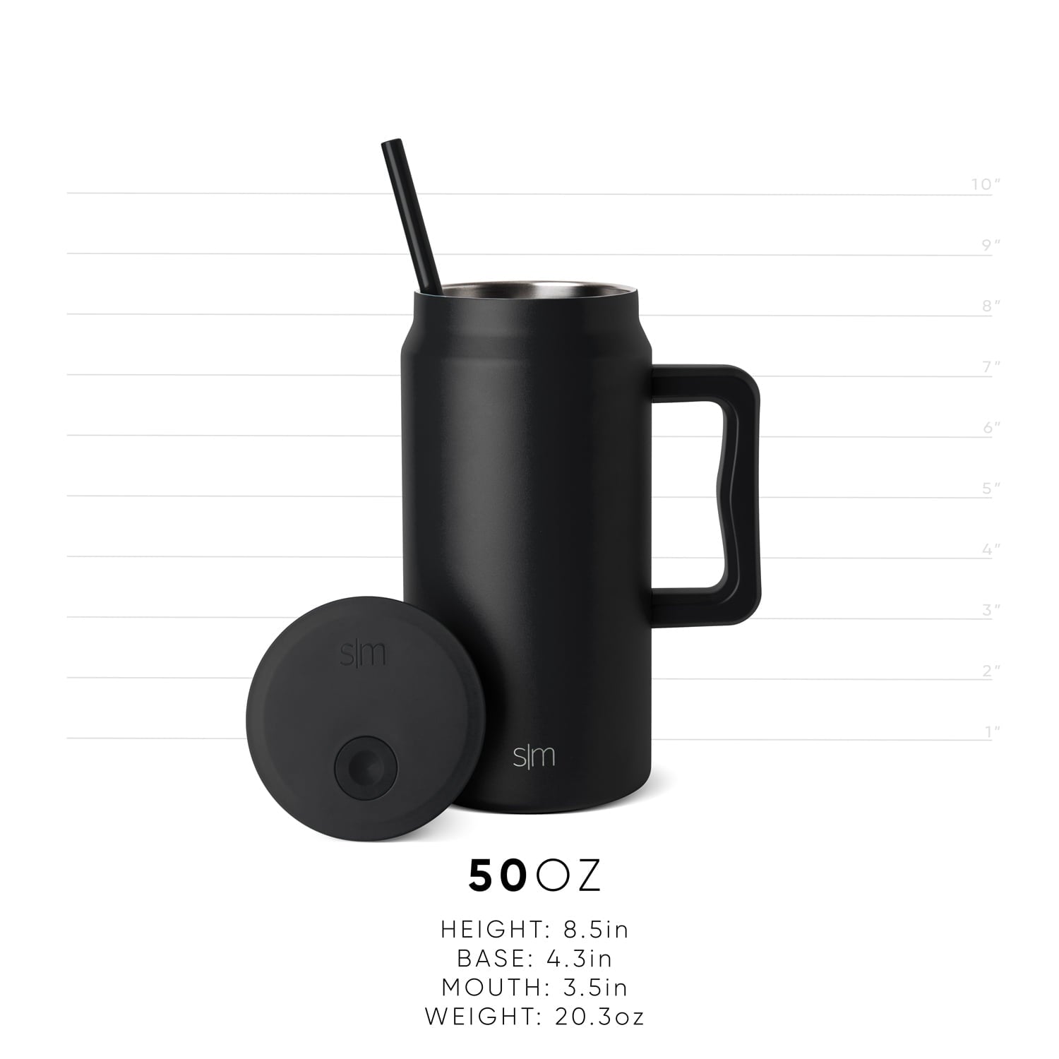 Simple Modern 50 fl oz Insulated Stainless Steel Trek Tumbler with Straw Lid | Midnight Black - X3HG