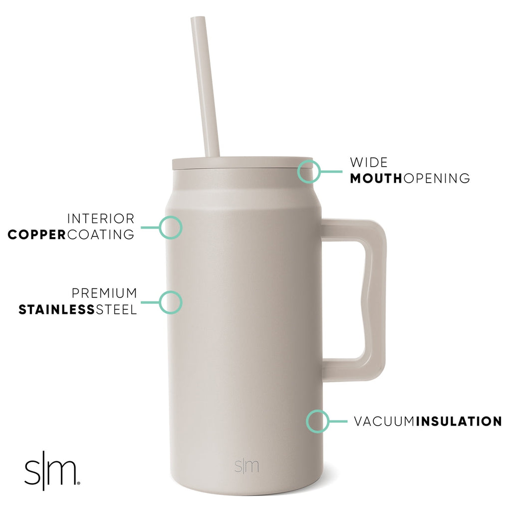Simple Modern 50 fl oz Insulated Stainless Steel Trek Tumbler with Straw Lid | Midnight Black - X3HG