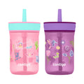 Contigo Kids Leighton Spill-Proof Tumbler with Straw, Ages 3+, Pink and Purple, 14 oz, 2 Pack - LK17