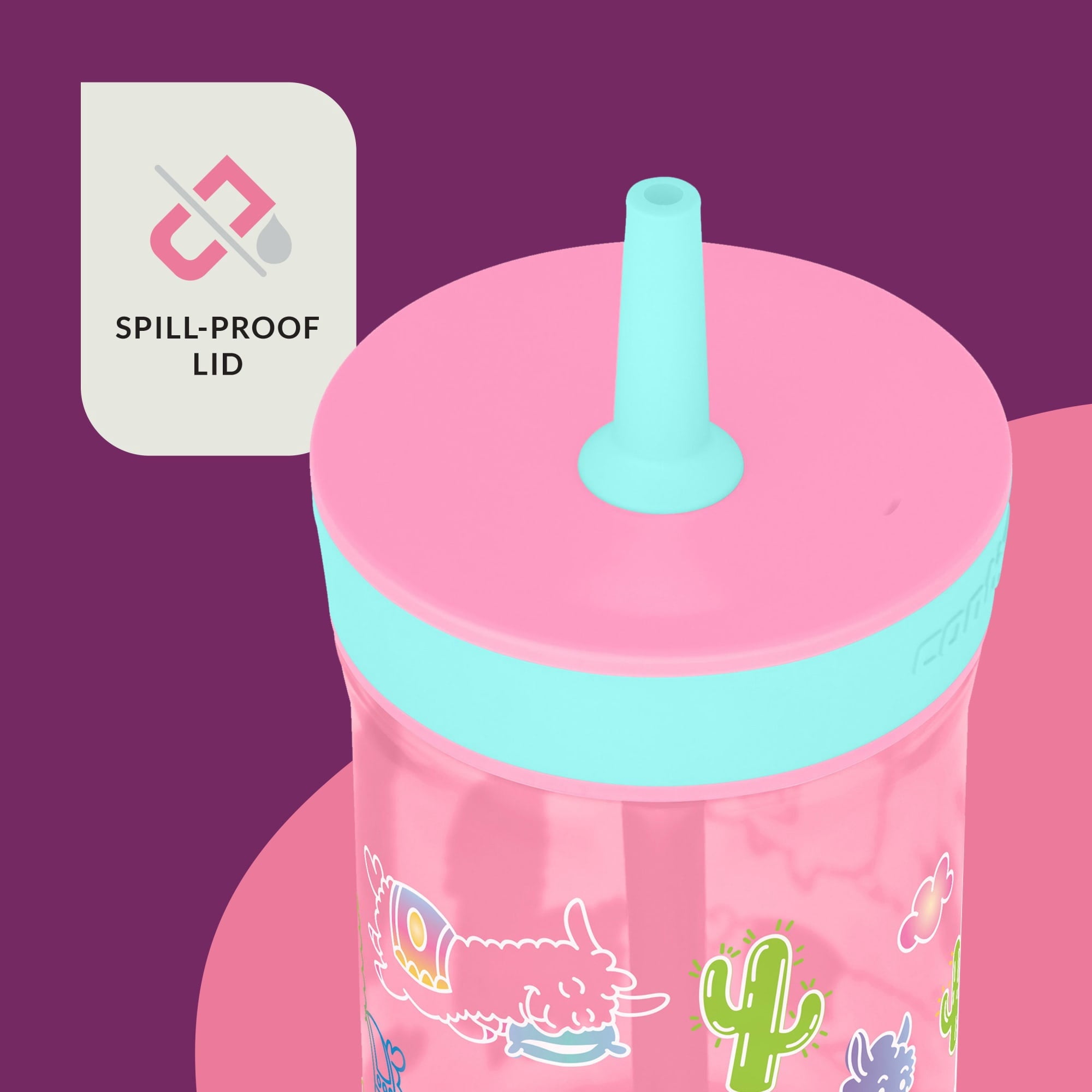 Contigo Kids Leighton Spill-Proof Tumbler with Straw, Ages 3+, Pink and Purple, 14 oz, 2 Pack - LK17