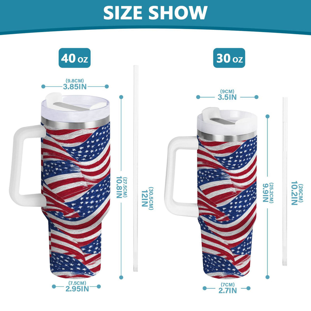 30 oz Insulated Stainless Steel Tumbler Double Wall Stainless Steel Tumbler with 2-Way Drinking Flags Wave Pattern - F6YR
