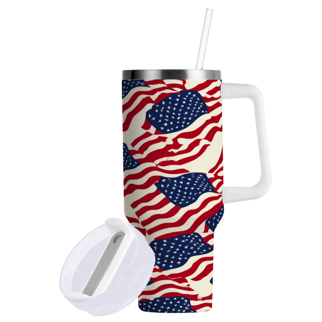 40 oz Insulated Stainless Steel Tumbler Double Wall Stainless Steel Tumbler with 2-Way Drinking Flags Abstract Design - 5PPG