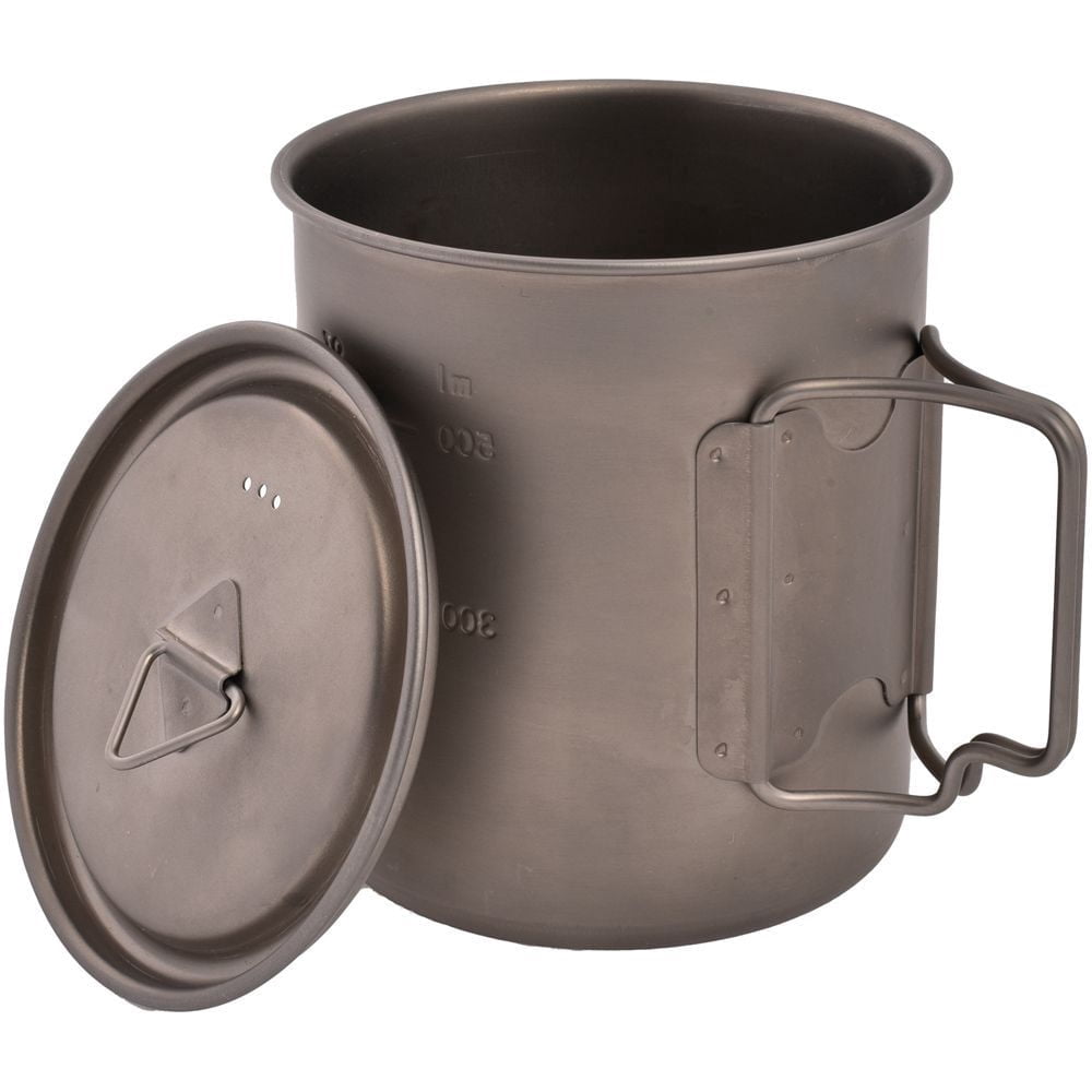 Olicamp Titanium Space Saver Mug with Lid, Nests Nalgene Bottle Inside, Lightweight and Compact, Perfect for Camping and Backpacking, 750mL - 4AP6
