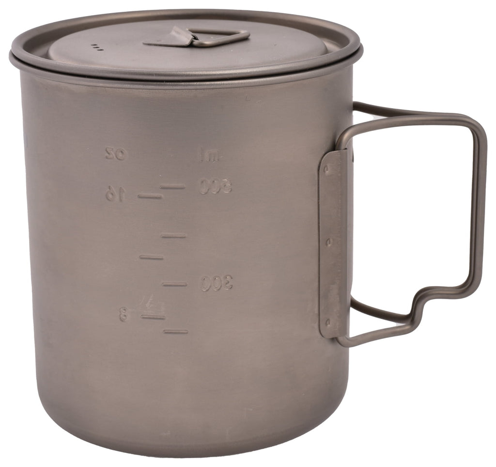 Olicamp Titanium Space Saver Mug with Lid, Nests Nalgene Bottle Inside, Lightweight and Compact, Perfect for Camping and Backpacking, 750mL - 4AP6