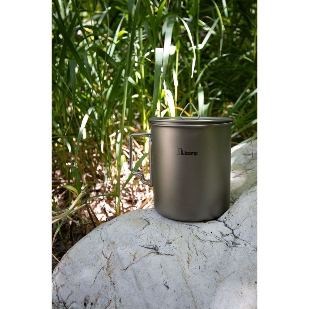 Olicamp Titanium Space Saver Mug with Lid, Nests Nalgene Bottle Inside, Lightweight and Compact, Perfect for Camping and Backpacking, 750mL - 4AP6
