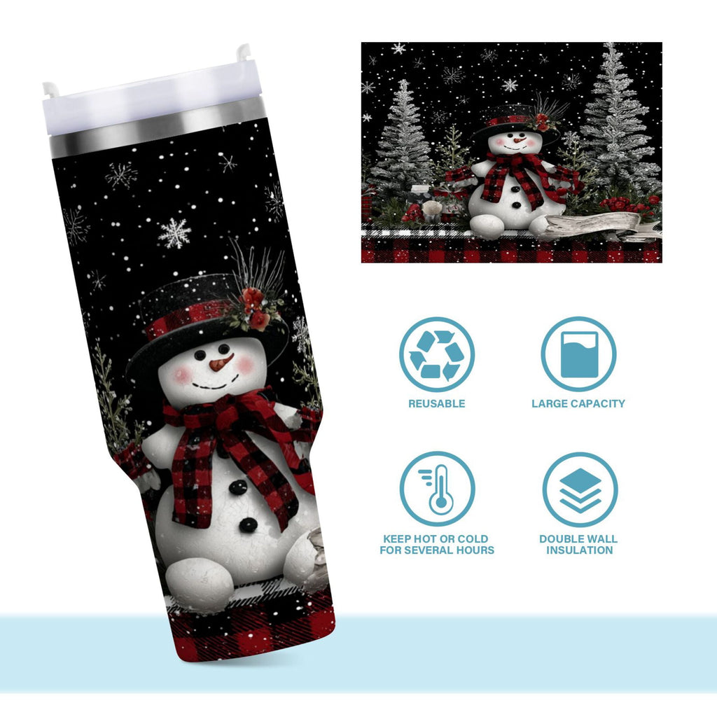30 oz Insulated Stainless Steel Tumbler Double Wall Stainless Steel Tumbler with 2-Way Drinking Christmas Snowman - CNGJ