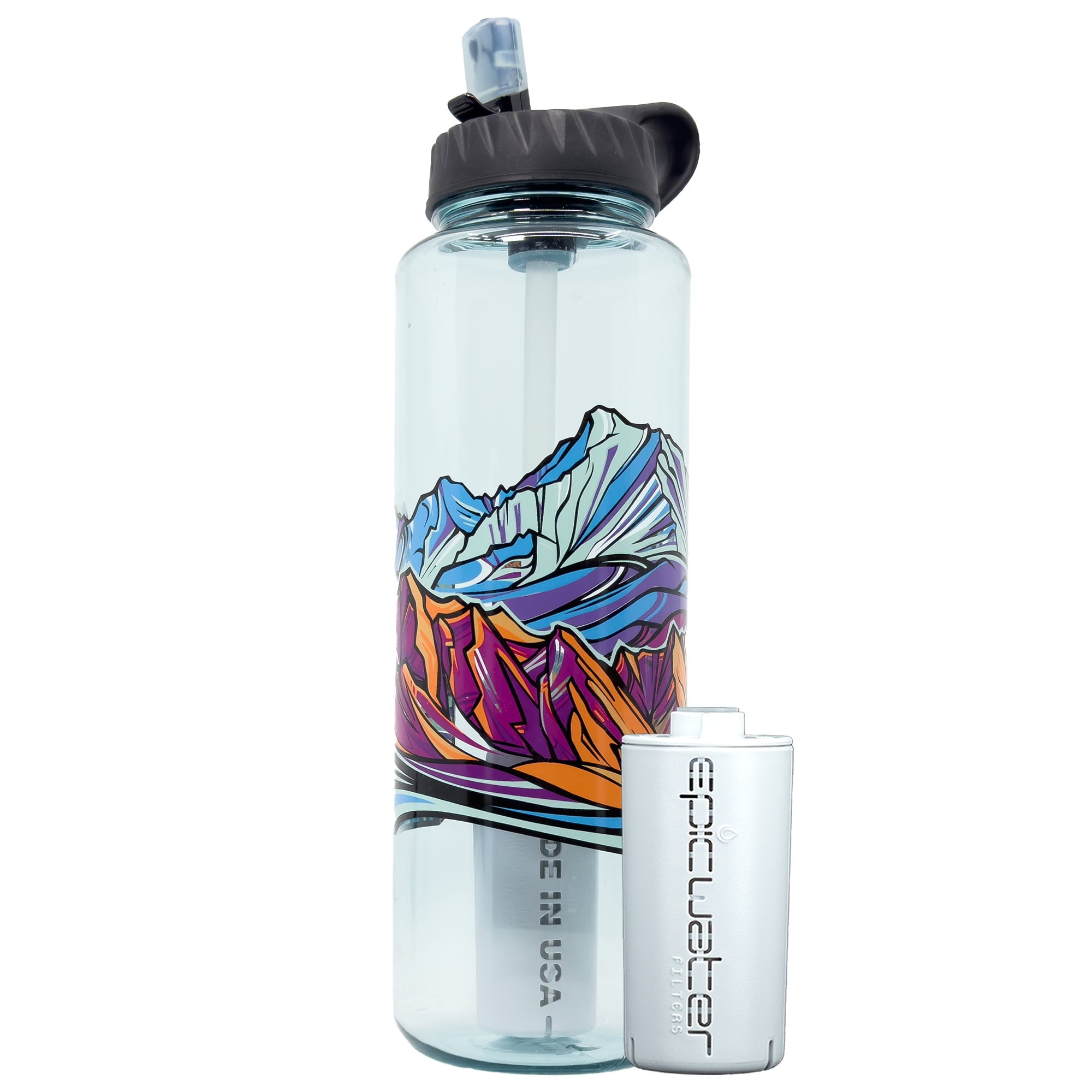 Epic Water Filters Nalgene OG Sustain Tritan USA Made Water Bottle and 75 Gallon Filter - Removes 99.99% of Water Impurities, 32oz, Leggitt Art - 26EF