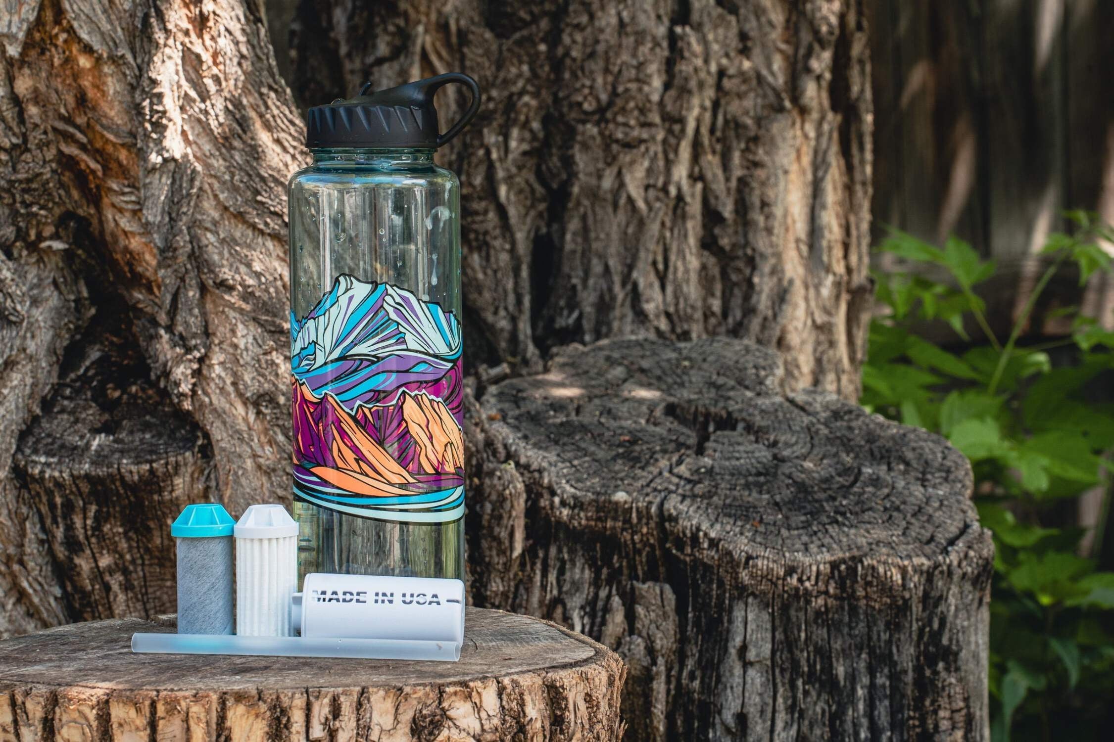 Epic Water Filters Nalgene OG Sustain Tritan USA Made Water Bottle and 75 Gallon Filter - Removes 99.99% of Water Impurities, 32oz, Leggitt Art - 26EF