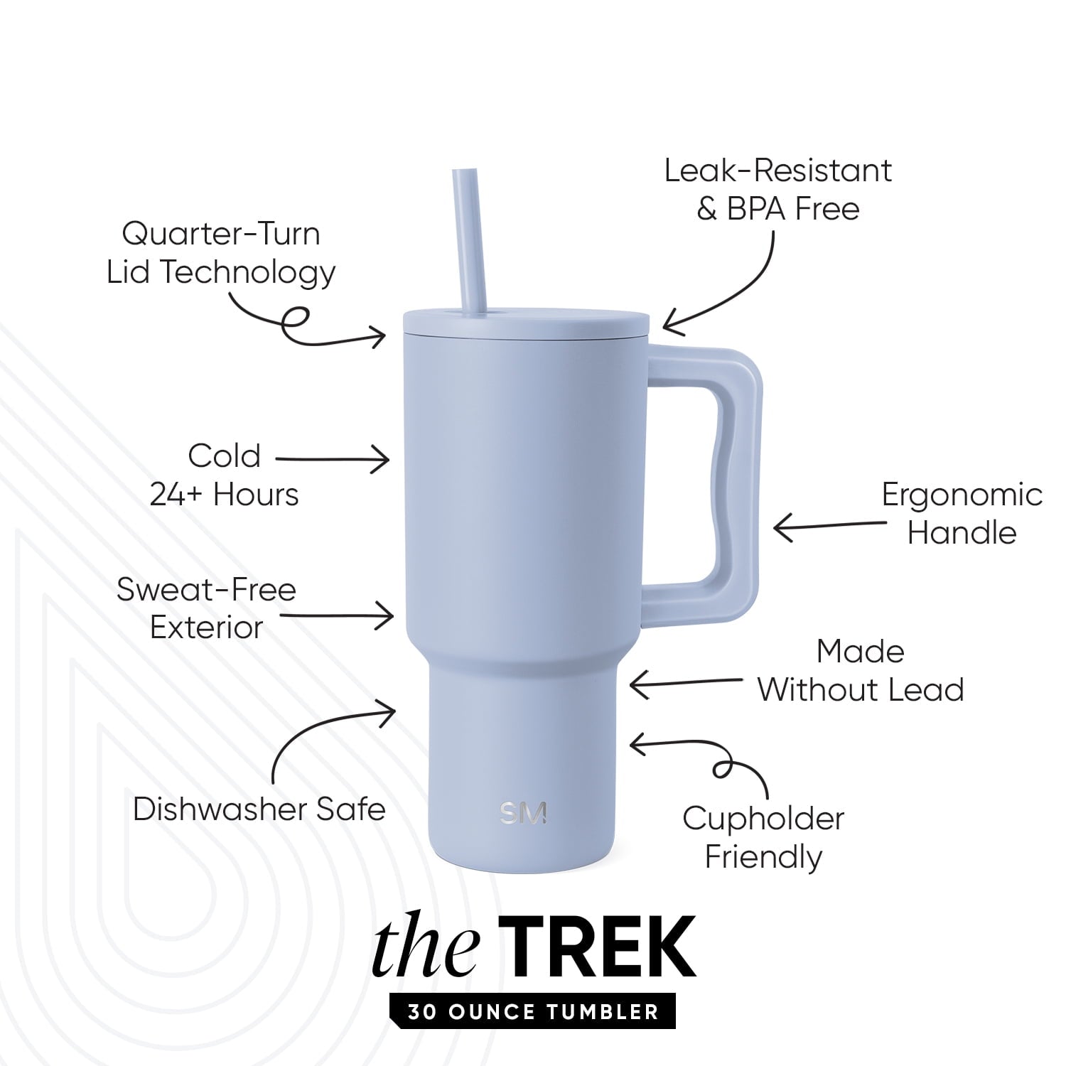 Simple Modern 30 fl oz Insulated Stainless Steel Trek Tumbler with Straw Lid | Seaglass Sage and Cream Checkmate - B21Q