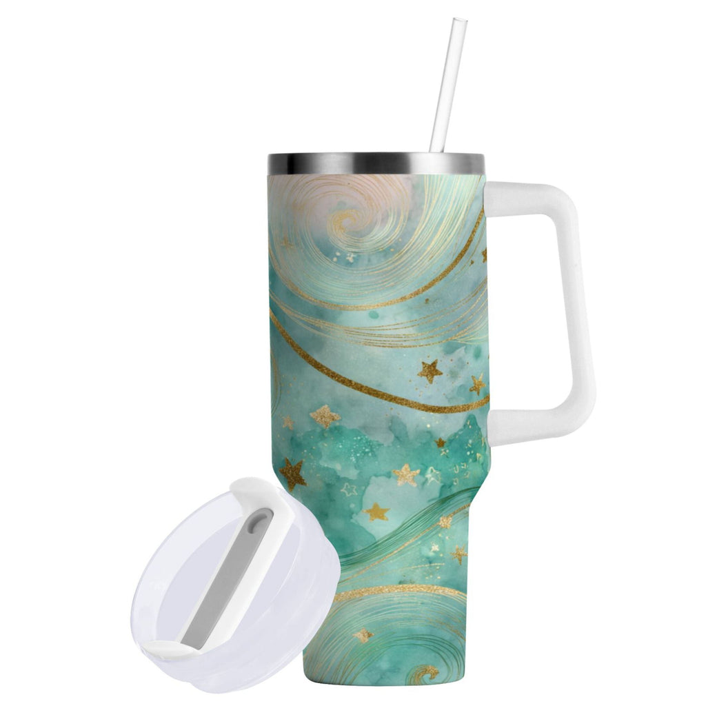30 oz Insulated Stainless Steel Tumbler Double Wall Stainless Steel Tumbler with 2-Way Drinking Beautiful Swirling Lines - H3C1