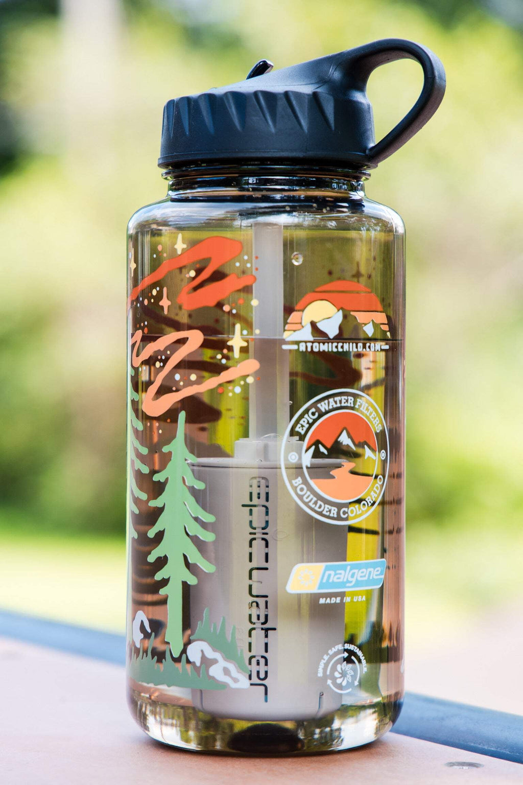 Epic Water Filters Nalgene OG Sustain Tritan USA Made Water Bottle and 75 Gallon Filter - Removes 99.99% of Water Impurities, 32oz, Atomic Child Special Edition - 8FDD