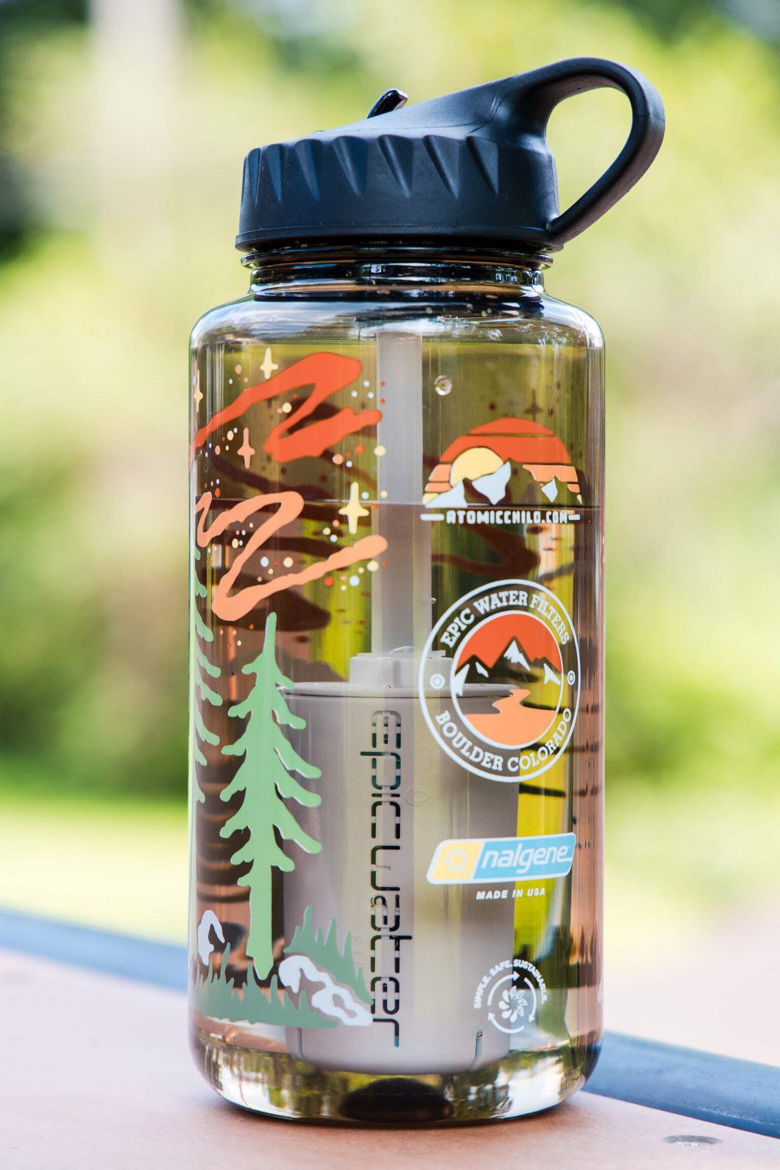 Epic Water Filters Nalgene OG Sustain Tritan USA Made Water Bottle and 75 Gallon Filter - Removes 99.99% of Water Impurities, 32oz, Atomic Child Special Edition - 8FDD