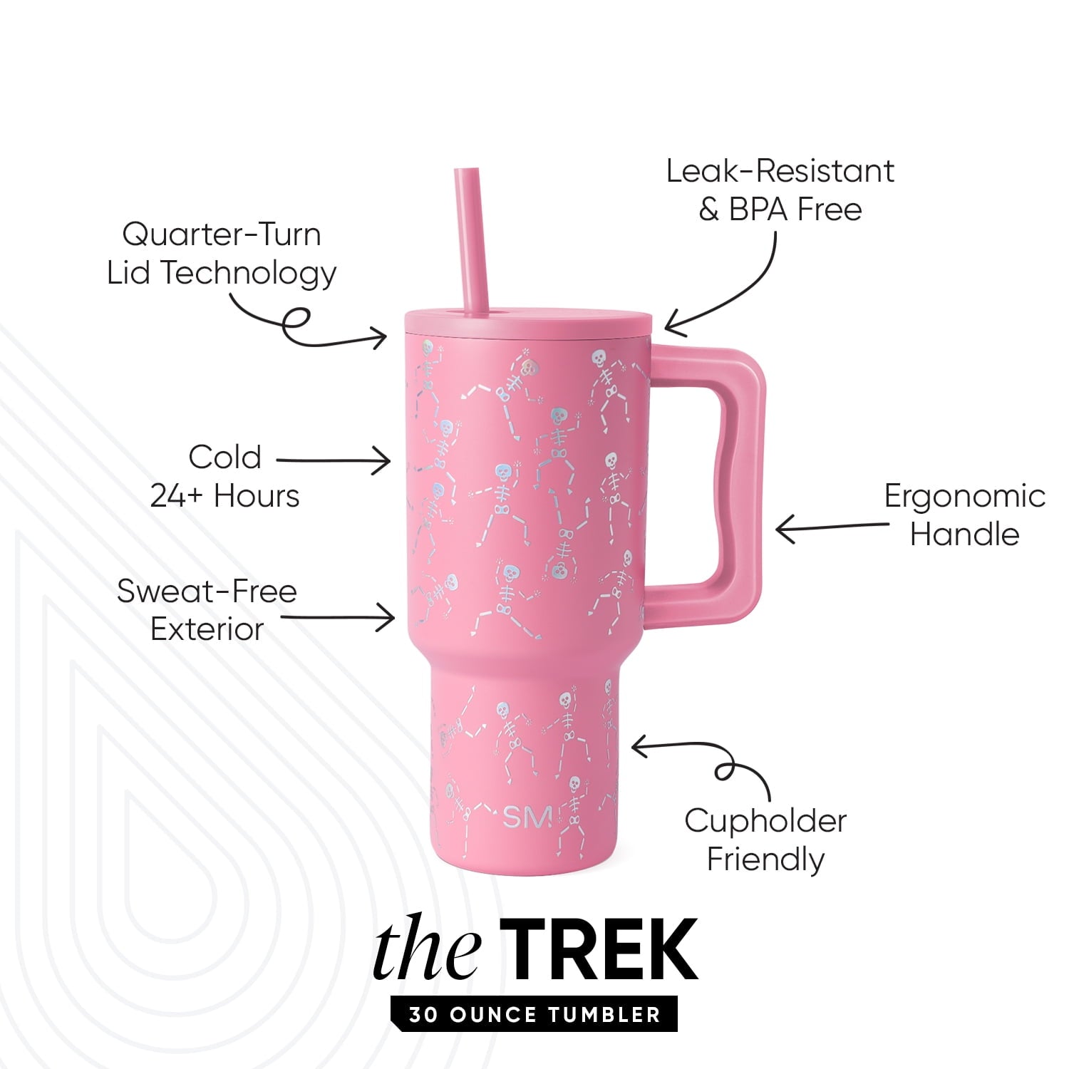 Simple Modern 30 fl oz Insulated Stainless Steel Trek Tumbler with Straw Lid | Seaglass Sage and Cream Checkmate - B21Q