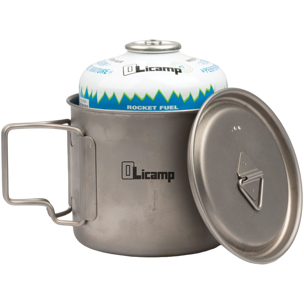 Olicamp Titanium Space Saver Mug with Lid, Nests Nalgene Bottle Inside, Lightweight and Compact, Perfect for Camping and Backpacking, 550mL - 2A9A