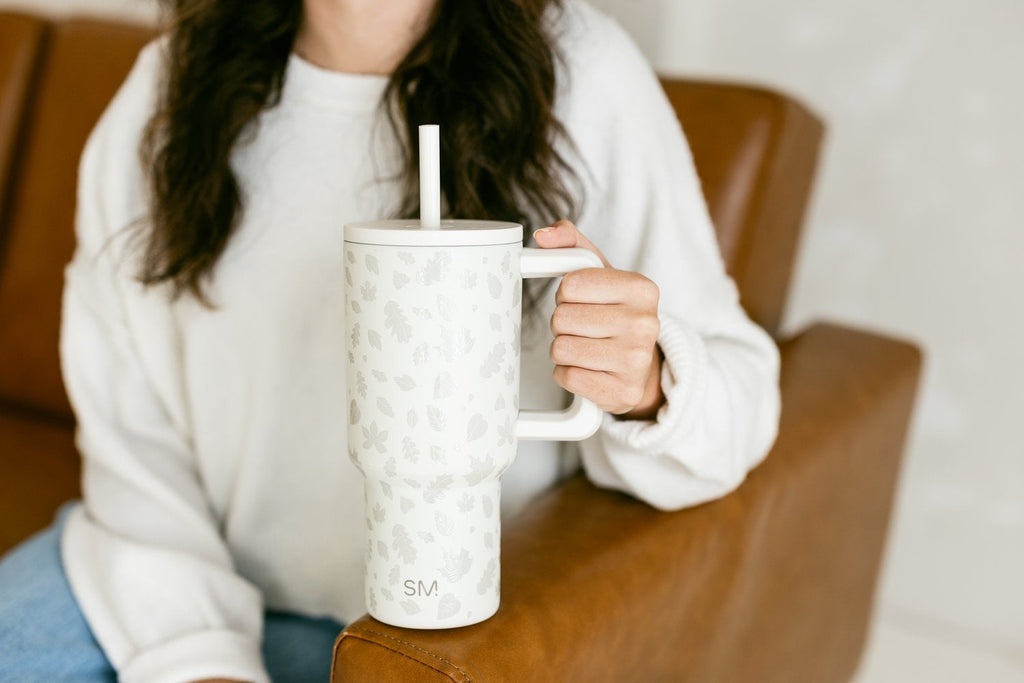 Simple Modern 30 fl oz Insulated Stainless Steel Trek Tumbler with Straw Lid | Seaglass Sage and Cream Checkmate - B21Q