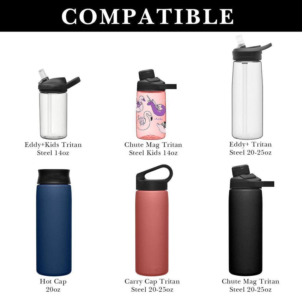 Linkidea 2 Pack Water Bottle Boot Compatible with CamelBak Eddy+20oz/25oz, Chute Mag 20oz/25oz, Carry Cap, Silicone Anti-Slip Bottle Bottom Bumper Protector (Clear White) - SPJR