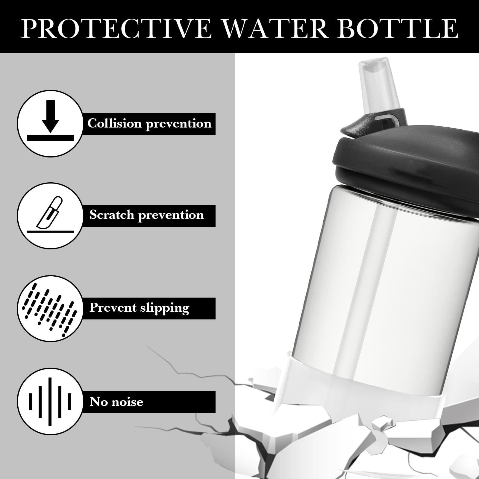 Linkidea 2 Pack Water Bottle Boot Compatible with CamelBak Eddy+20oz/25oz, Chute Mag 20oz/25oz, Carry Cap, Silicone Anti-Slip Bottle Bottom Bumper Protector (Clear White) - SPJR